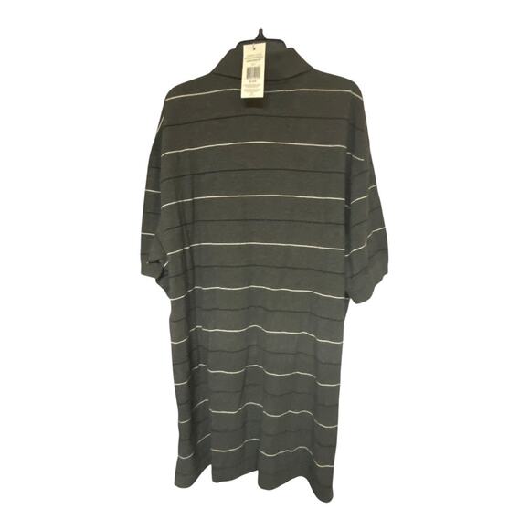 Tommy Hilfiger Mens XL Classic Collar Polo Shirt Gray White Stripe Cotton Office - Picture 2 of 5